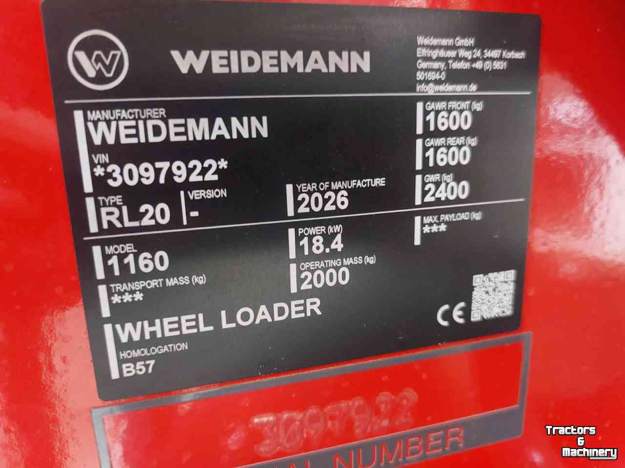 Wheelloader Weidemann 1160 Special