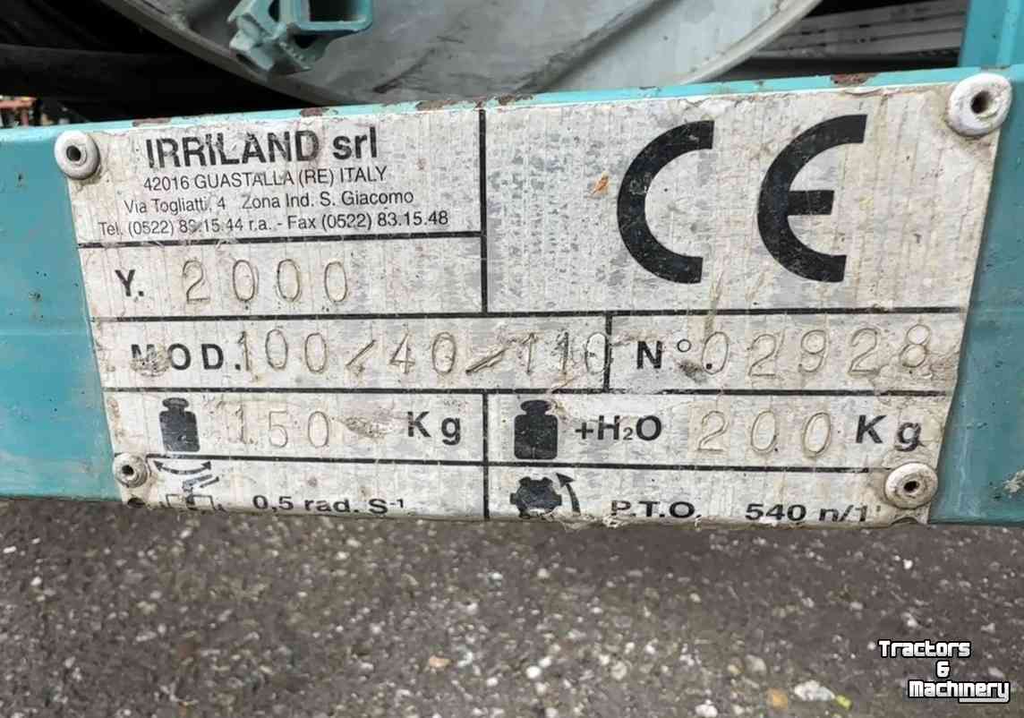 Hose-reel / Hose drum Irriland Irriland 100/40/110 slangenhaspel gegalvaniseerd, 110 meter x 40 mm ø, met afstandsbediening