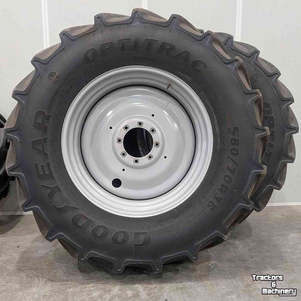 Wheels, Tyres, Rims & Dual spacers Good Year 480/70R28 en 580/70R38