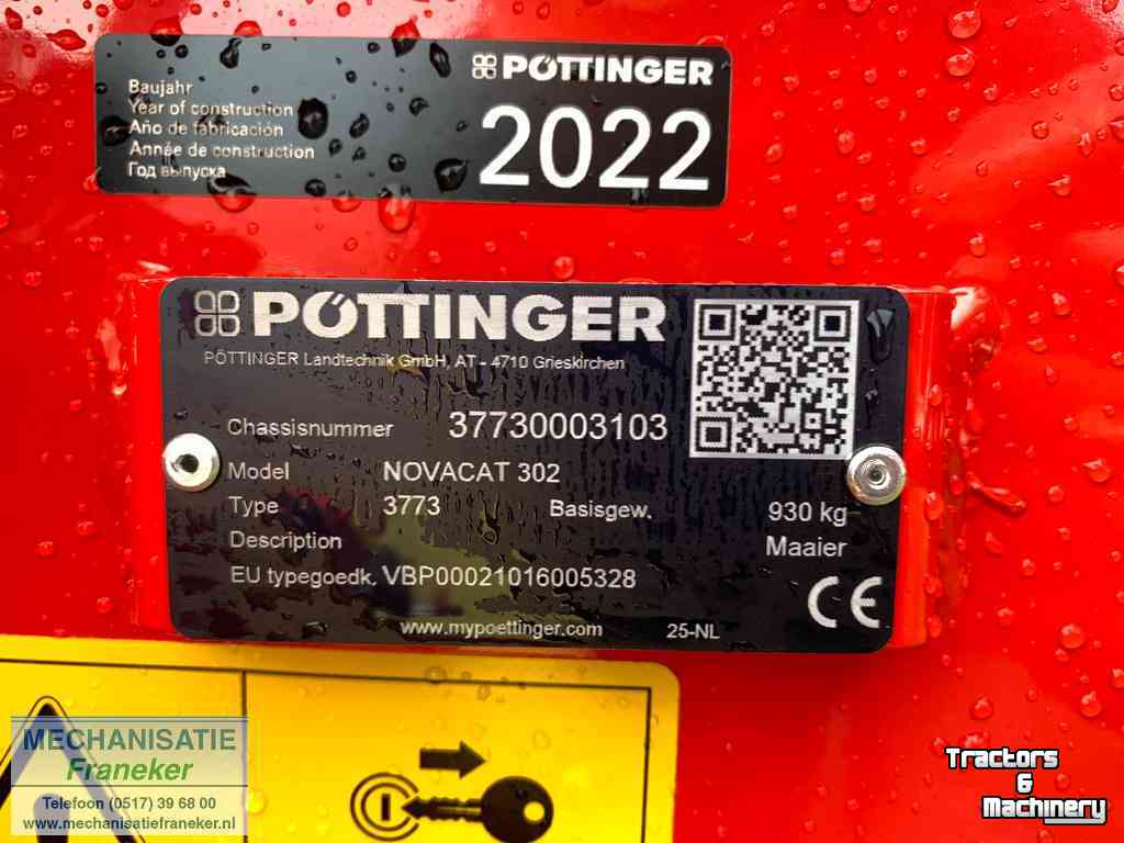 Mower Pottinger Pottinger Novacat 302, 3 achtermaaier, middenophanging, schijvenmaaier