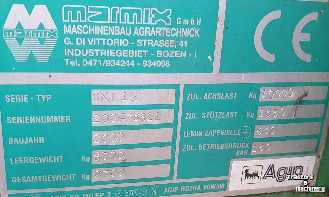 Horizontal feed mixer Marmix Alimix UNI 13