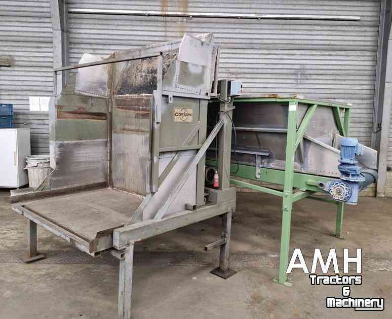 Bulk box tipper  Bunker met uitvoerband+kantelaar – complete set, Dosierbunker mit Austragsband inklusive Kistenkipper (Komplettset)
