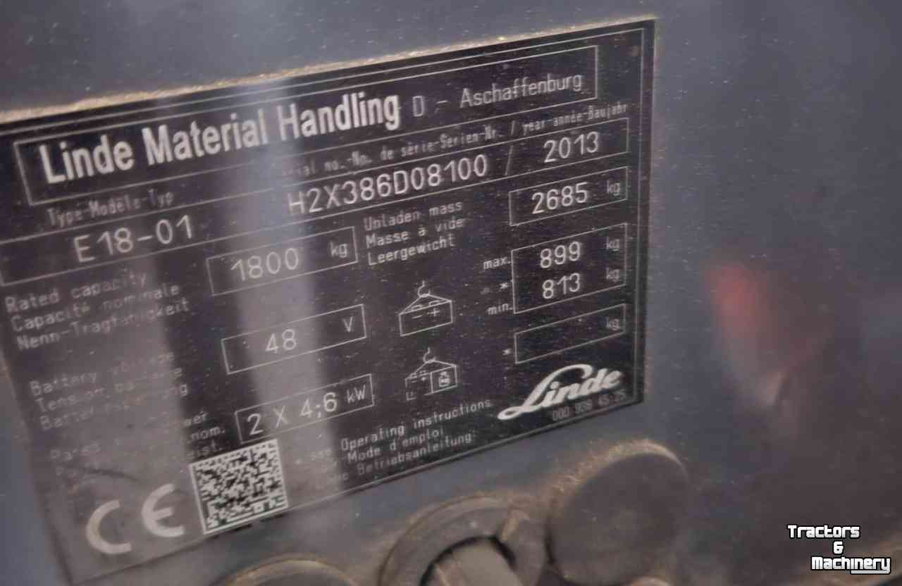 Forklift Linde E18 hefhoogte 450 cm triple.