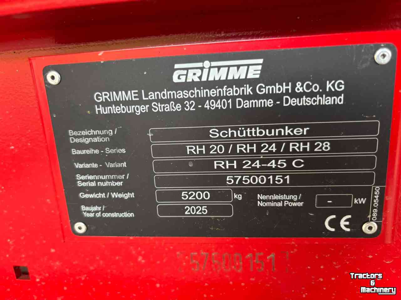 Receiving hopper Grimme 24-45 C9